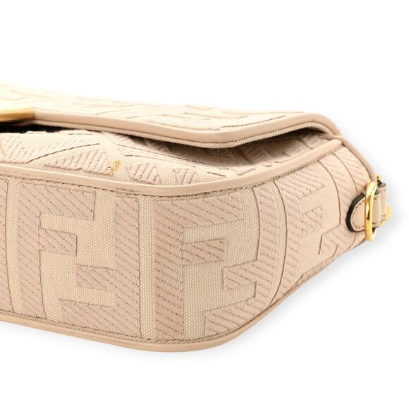FENDI Logo FF Baguette Canvas Embroidered Strap Shoulder Bag Purse Crossbody - Picture 9 of 10